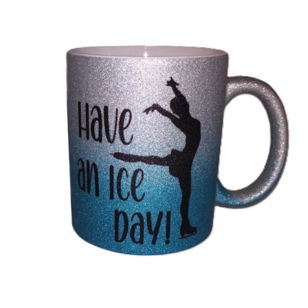 Tasse Glitzer blau Eiskunstlauf